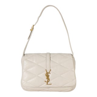 Cream Diamond Quilted Lambskin Le 5 a 7 Shoulder Flap Bag For Sale