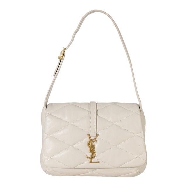 Cream Diamond Quilted Lambskin Le 5 a 7 Shoulder Flap Bag For Sale