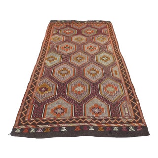 1960s Vintage Turkish Handmade Kilim Rug - 63"x123" For Sale