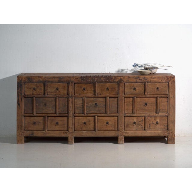 Antique Nine-Drawer Cabinet in Pine Wood, China, 1930s For Sale - Image 11 of 13