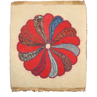 American Hooked Small Mini Rug Dated 1970 rug no. j5173 For Sale