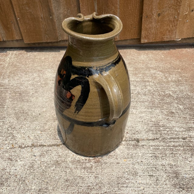 Brown Mid Century Glazed Stoneware Ceramic Signed Pitcher For Sale In Dallas - Image 6 of 8