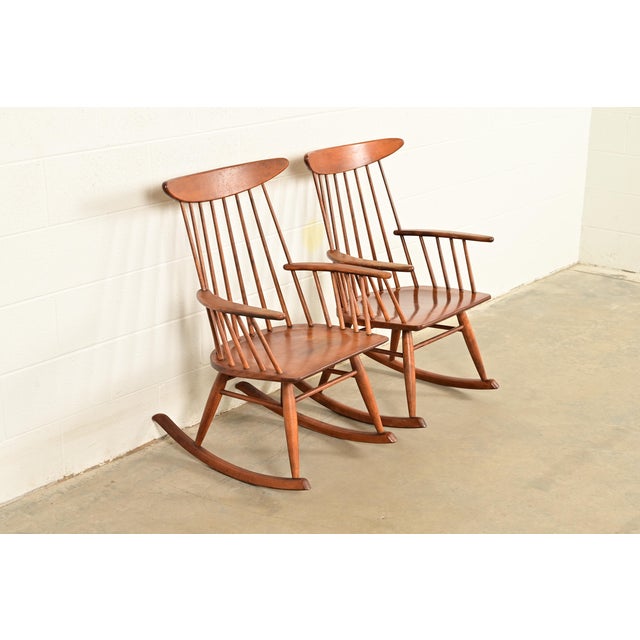 Conant Ball Russel Wright for Conant Ball Solid Birch Rocking Chairs | Pair For Sale - Image 4 of 14