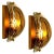 Pair of high end wall sconces made of hand blown clear and opal and brown (smoked) murano glass on a messing hardware...