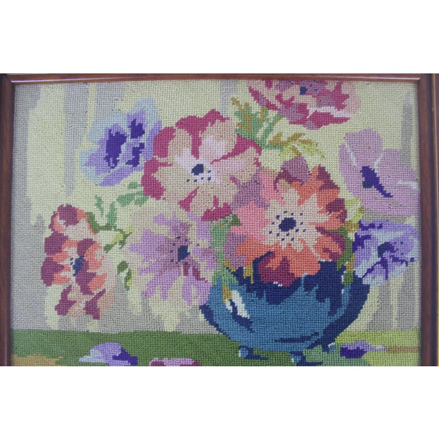 Vintage Framed Still Life Floral Needlepoint Art For Sale - Image 9 of 10