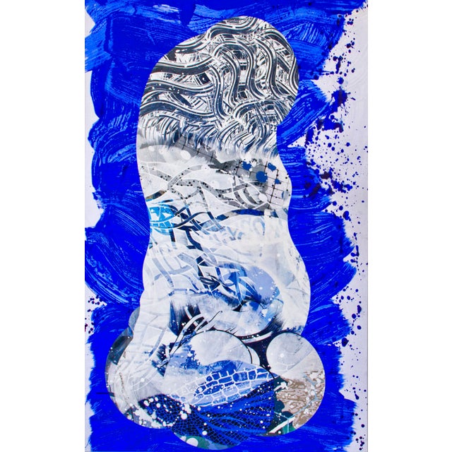 "Ballast Blue" by Michael DesRosiers Abstract Mixed-Media on MDF Panel (2022) For Sale