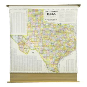 1850-1960 Cram's Superior Latest Federal Census Texas Map