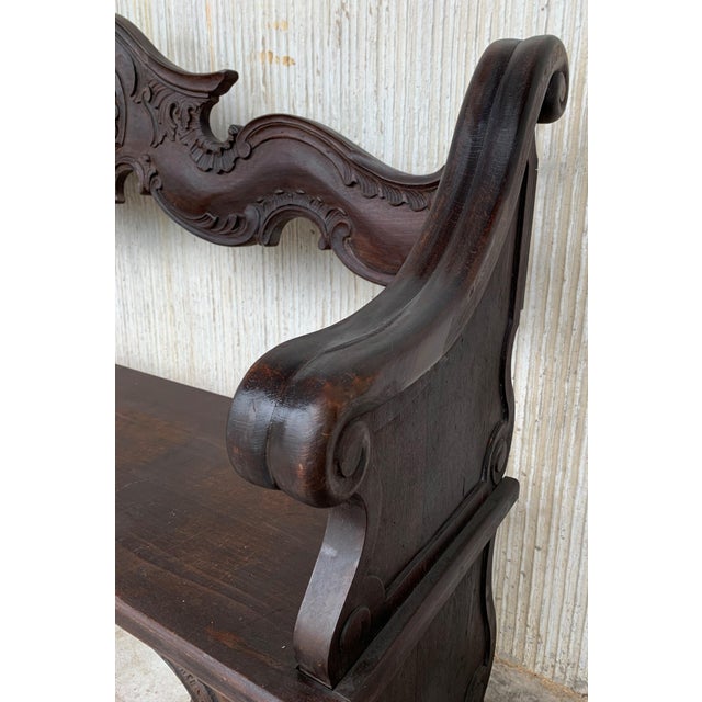 Early 19th Century 19th Century French Hand Carved Oak Settee or Park Bench For Sale - Image 5 of 18
