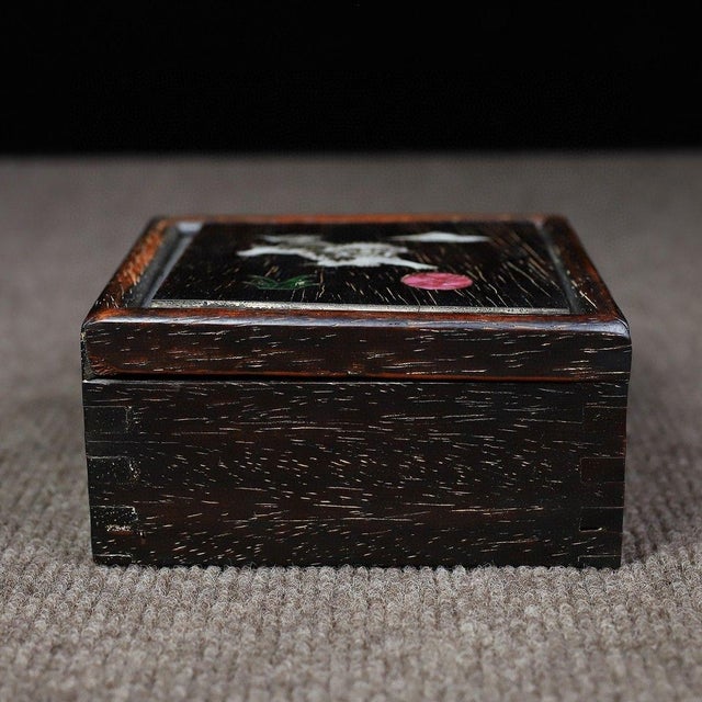 Vintage Rosewood Slide-Lid Box With Mother-of-Pearl Inlay For Sale - Image 4 of 10