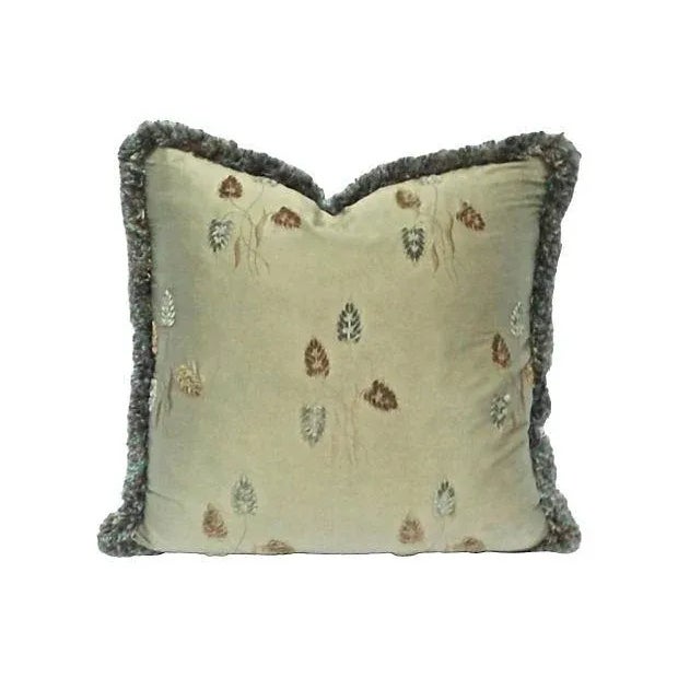 Vintage Embroidered Silk Wheat Pillow For Sale