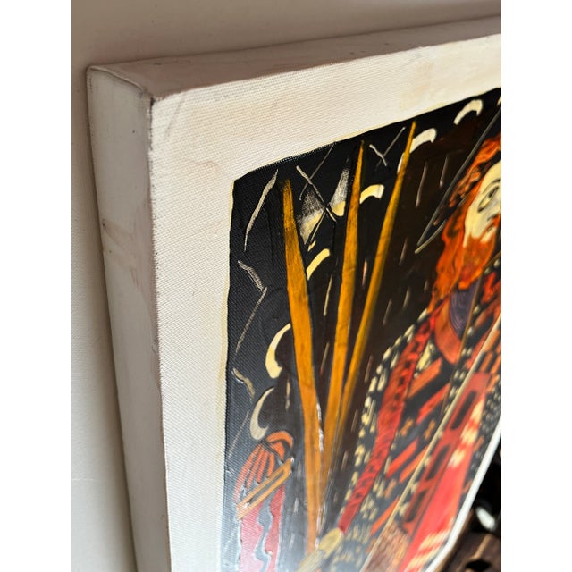 Textile Playing Cards-Themed Contemporary Oil Painting "Three of Swords" For Sale - Image 7 of 10