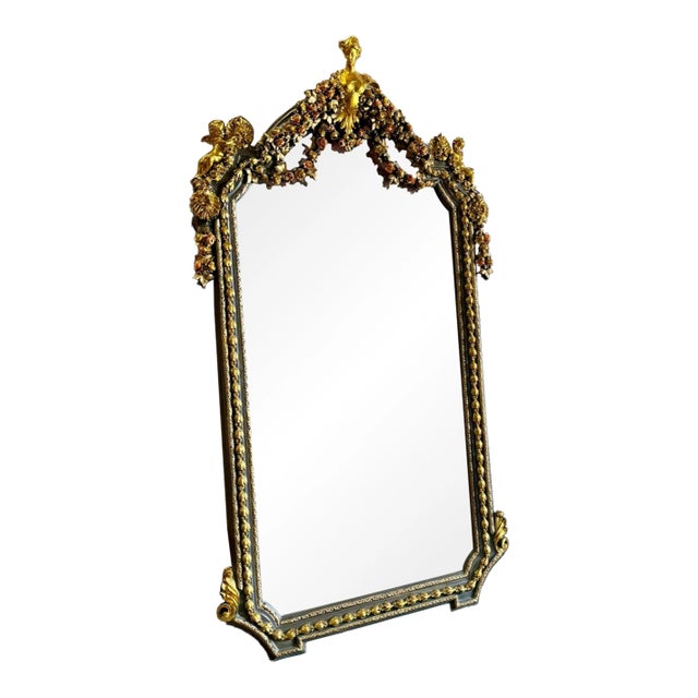 French Style Gold Leaf Woman Floor Mirror For Sale