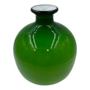 Murano Style Green Cased Glass Vase With White Interior