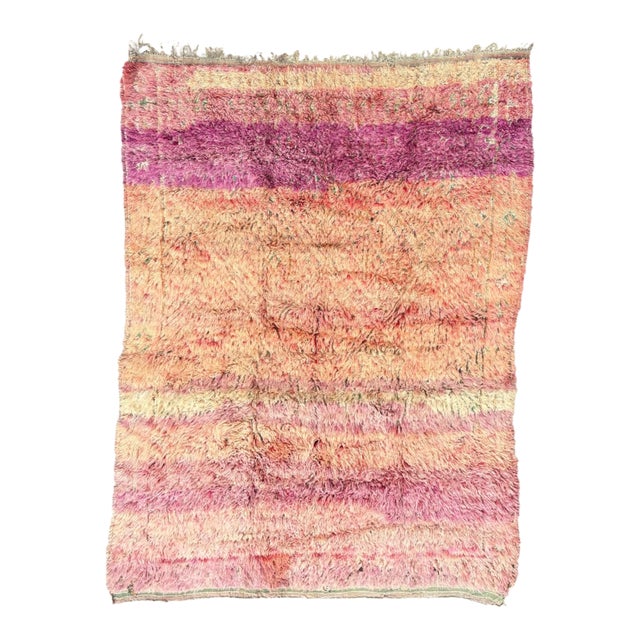 Vintage Beni M’Guild Moroccan Rug – Large Blush and Terracotta Handwoven Wool Carpet For Sale