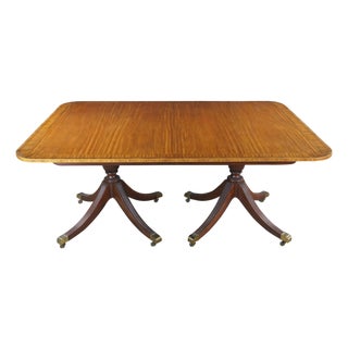 Late 20th Century Baker Satinwood & Mahogany English Regency Duncan Phyfe Style Dining Table 122" For Sale
