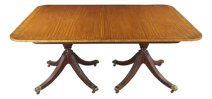 Late 20th Century Baker Satinwood & Mahogany English Regency Duncan Phyfe Style Dining Table 122"