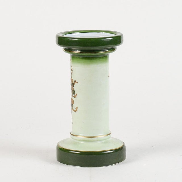 Gold Opal Base Column with Gold and Green Backsplash Decor, Early 20th Century For Sale - Image 8 of 11