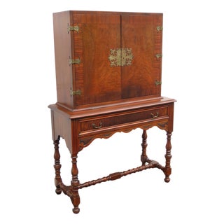 Chippendale Early 1920s Tall China Cabinet Cupboard With Brass Accent 6453 For Sale