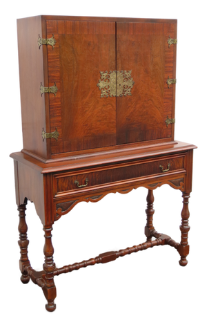 Chippendale Early 1920s Tall China Cabinet Cupboard With Brass Accent 6453
