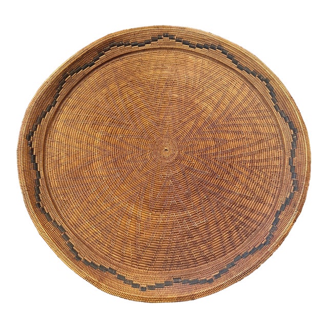 1900s Swedish Folk Art Handcrafted Round Serving Tray For Sale