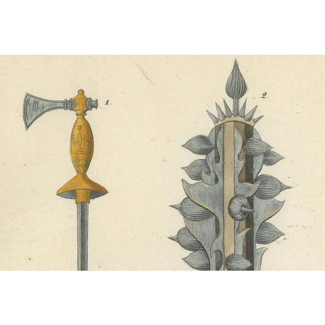 Mid 19th Century Friedrich Martin von Reibisch, Medieval Axes, Maces, Daggers and Fire Arm, 1842, Lithograph on Paper For Sale - Image 5 of 6
