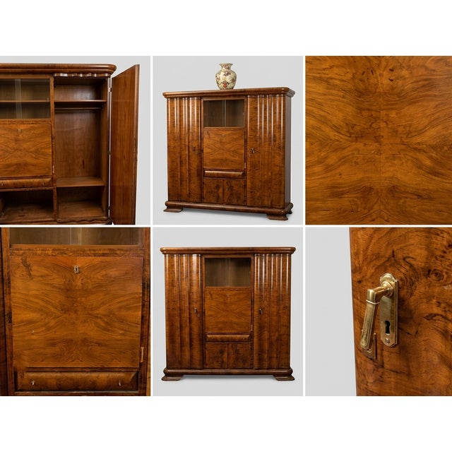 Art Deco Walnut Display Wardrobe For Sale - Image 3 of 5