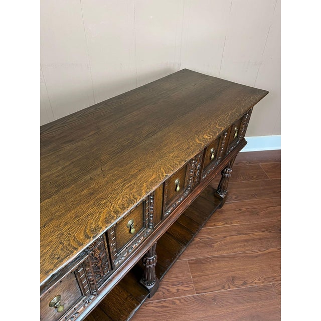 Antique English Dresser Base Sideboard Potboard Jacobean Carved Oak C1890 For Sale - Image 13 of 18