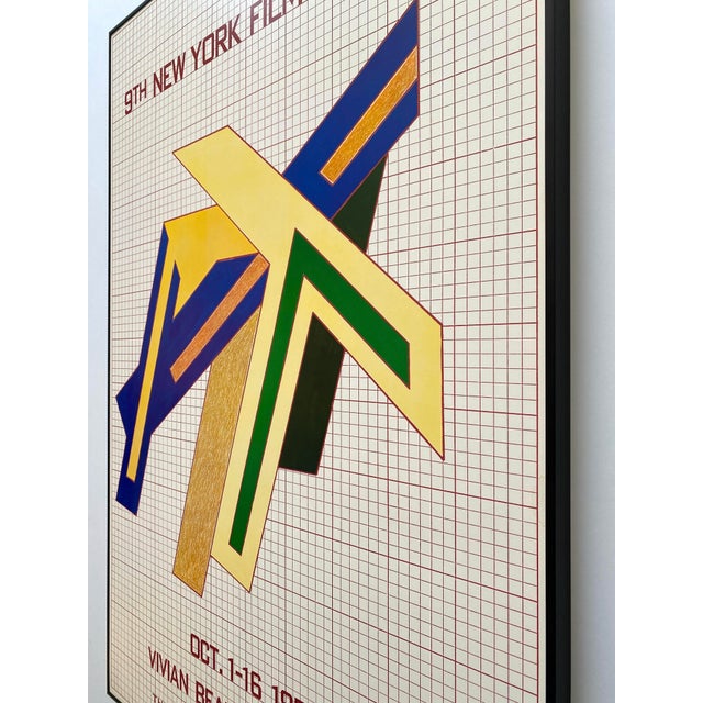 Frank Stella Vintage 1971 Mid Century Modernist Lithograph Print Framed Extra Large " 9th New York Film Festival " Poster For Sale - Image 14 of 18