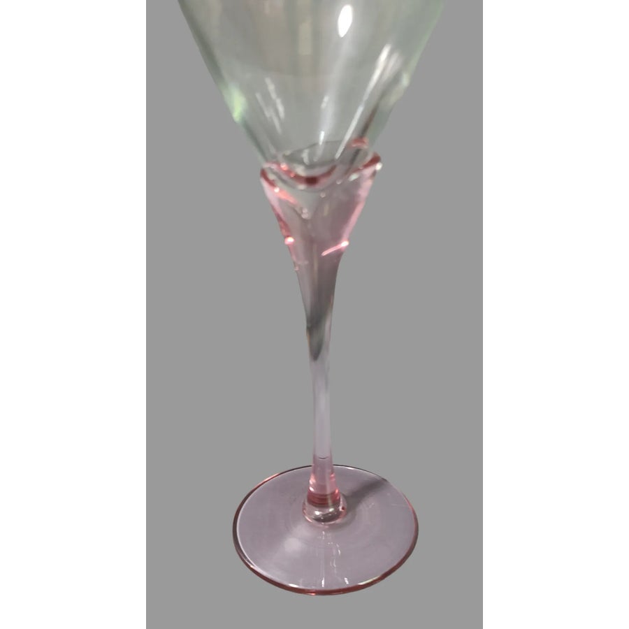 Late 20th Century Pink Flower Stem Mikasa Wine Glasses Goblets