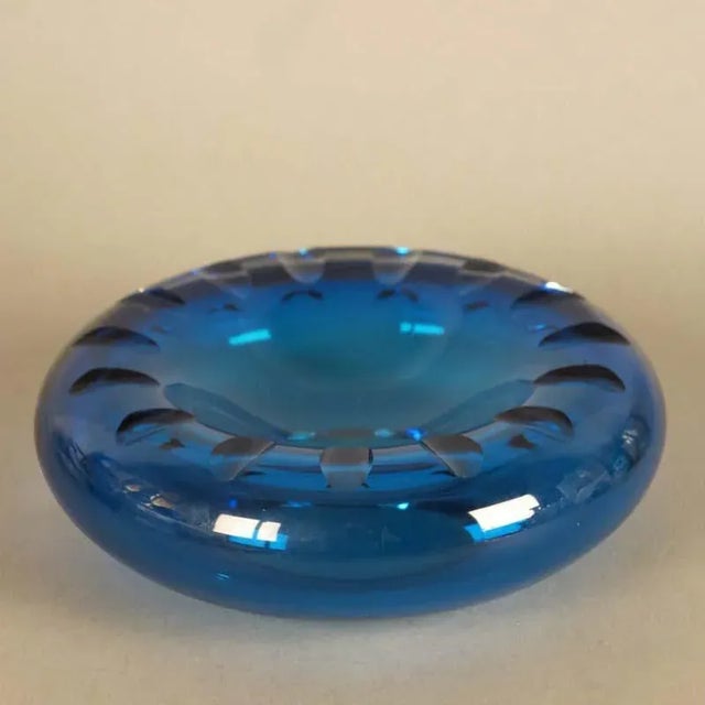 Mid-Century Scandinavian Blue Glass Bowl For Sale - Image 9 of 9