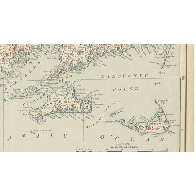19th Century Antique Map of Massachusetts The Bay State by Ran McNally, 1899 For Sale - Image 5 of 12