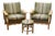 Pair of Attributed to Henning Kjærnulf Danish Oak Lounge Chairs With Ottoman, C. 1960s For Sale