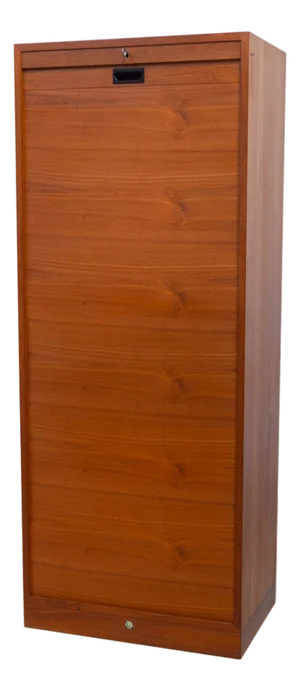 Vintage Danish Teak Filing Cabinet with Tambour Door from Bjerringbro, 1960s