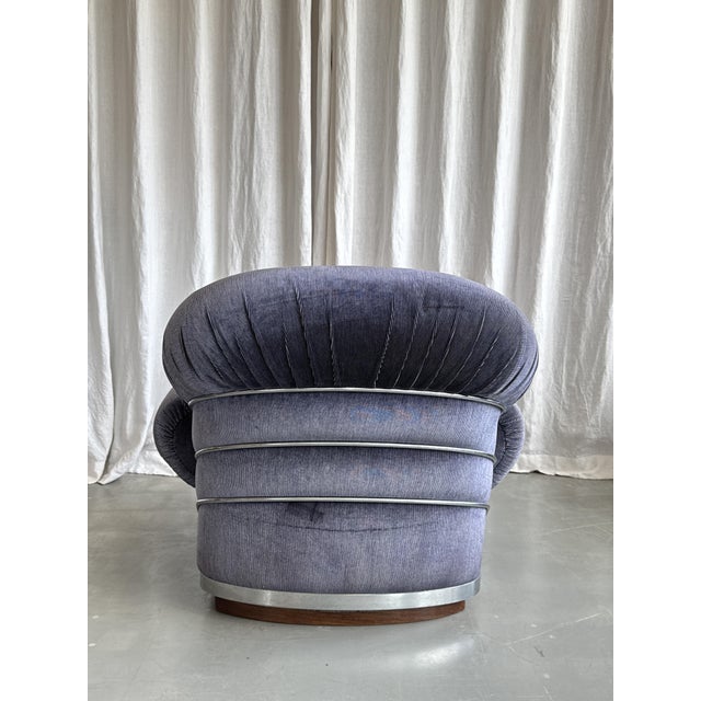 Space Age Velvet and Chrome Lounge Chair attributed to Adriano Piazzesi, Italy, 1960s For Sale - Image 3 of 15