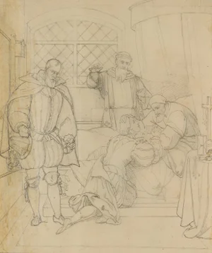 T. Oer, Charles V on His Deathbed, 19th-Century, Pencil