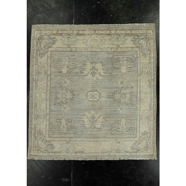 Blue Oushak Square Rug 3' x 3'2" #21354 For Sale - Image 8 of 8