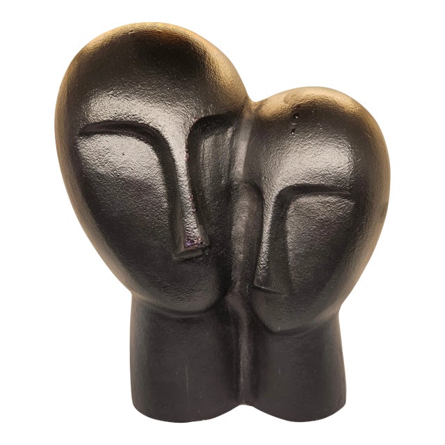 Vintage Two Face Metal MCM Sculpture For Sale