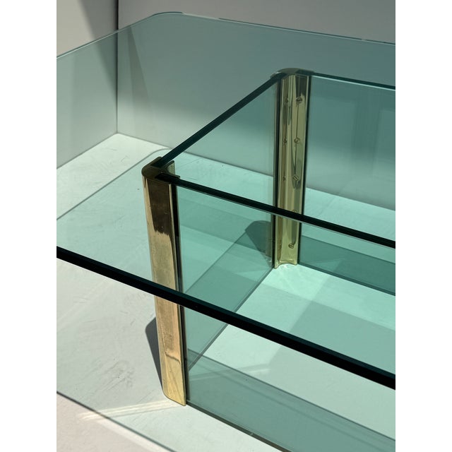 1970s Leon Rosen for Pace Collection Glass and Brass Coffee Table For Sale In Los Angeles - Image 6 of 12