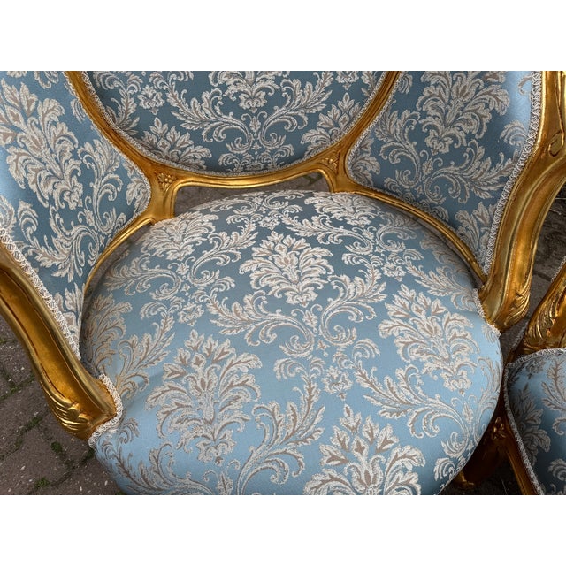 1940 European Louis XVI Gold Beech Sofa Set - 3 Pc For Sale - Image 14 of 18