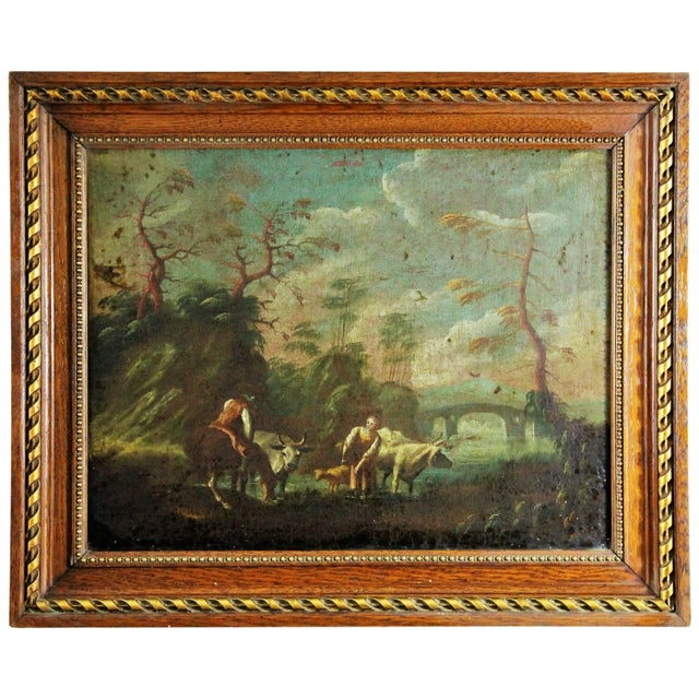Blue Flemish School Artist, Landscape, 17th Century, Oil on Canvas, Framed For Sale - Image 8 of 8
