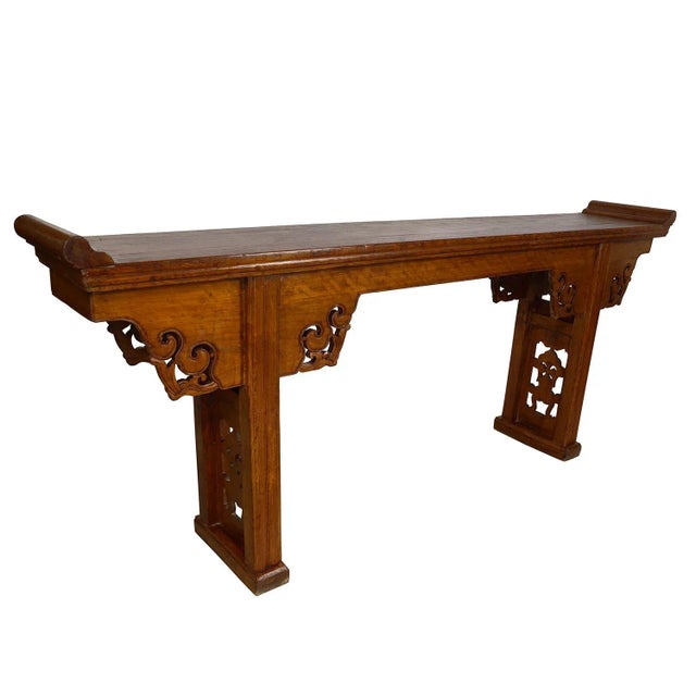 Chinese 19th Century Antique Chinese Open Carved Altar Table For Sale - Image 3 of 12
