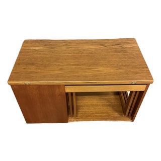 A.h. McIntosh Teak Serving Bar Cart With Nesting Tables For Sale