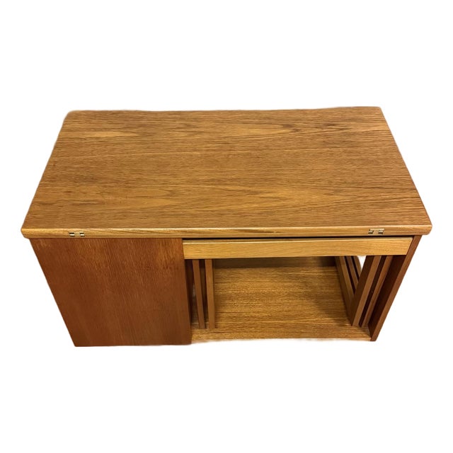 A.h. McIntosh Teak Serving Bar Cart With Nesting Tables For Sale