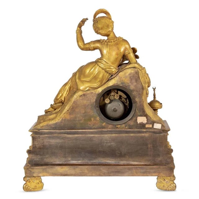Charles X Gilt Bronze Figural Mantel Clock For Sale - Image 4 of 5