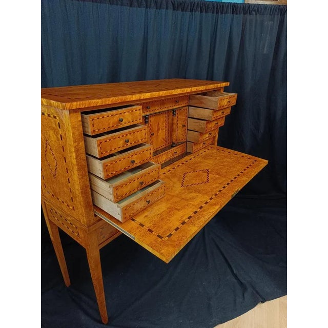 Brown Antique Secretary in Birch, 1880s For Sale - Image 8 of 11