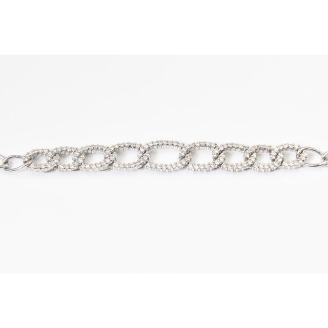 Diamond Oval 18k White Gold 14" Link Choker or Collar Necklace For Sale - Image 4 of 11