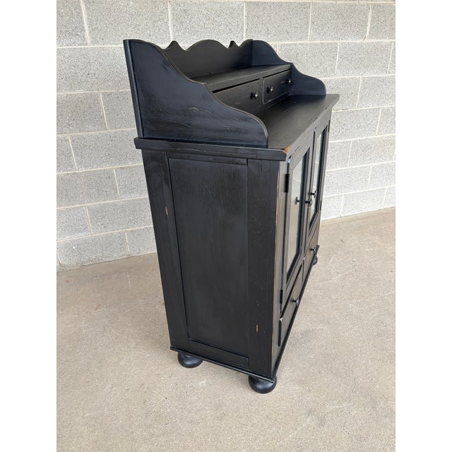 Broyhill Late 20th Century Broyhill Attic Heirloooms Ebonized Oak Jelly Cupboard - Hutch For Sale - Image 4 of 12