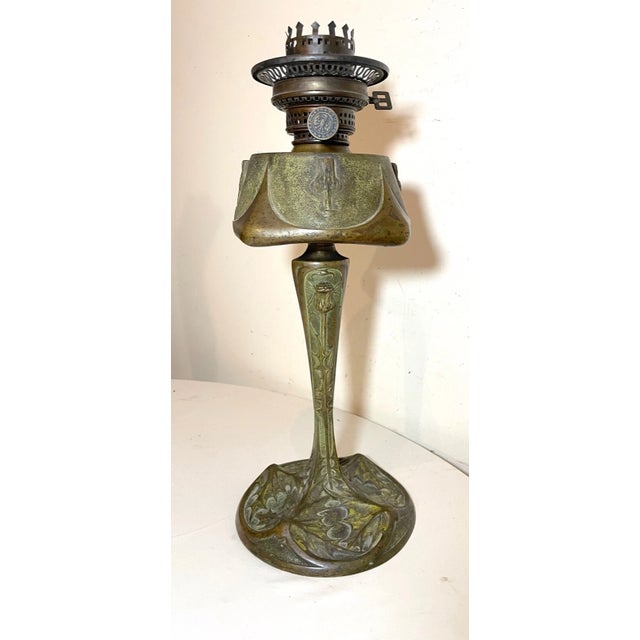 Up for sale is a high quality antique 19th century cold painted bronze Leleu Paris Salon oil lamp. It's cast with...