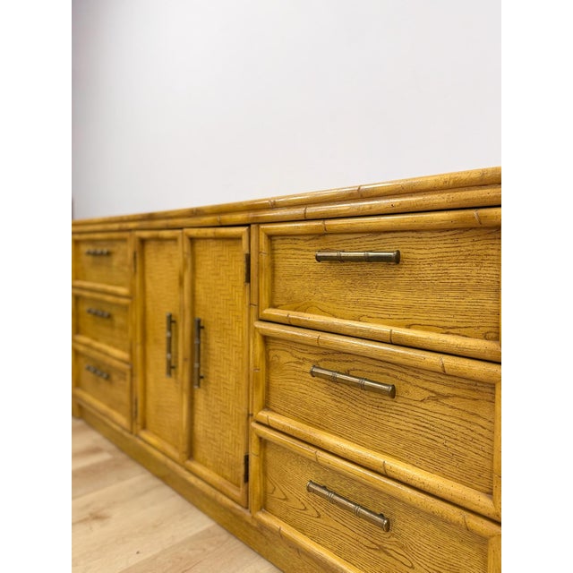 Wood Lea Furniture Faux Bamboo Nine Drawer Dresser Vintage Coastal Bedroom Furniture For Sale - Image 7 of 11