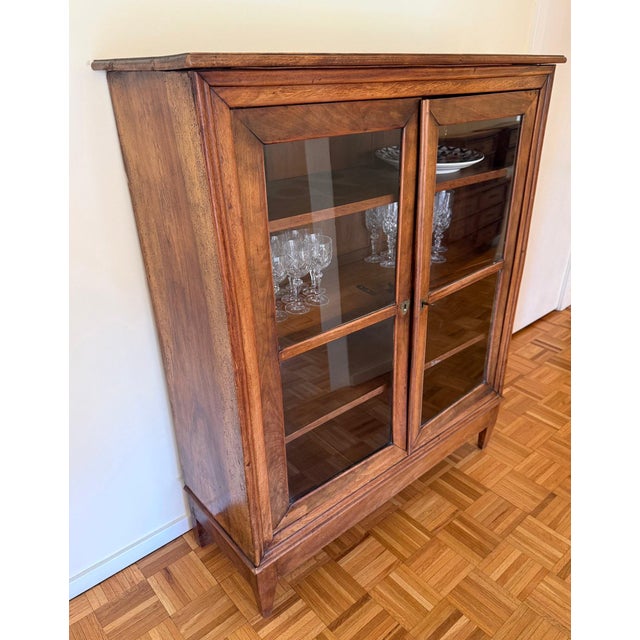 French Antique French Walnut Vitrine Display Cabinet For Sale - Image 3 of 14